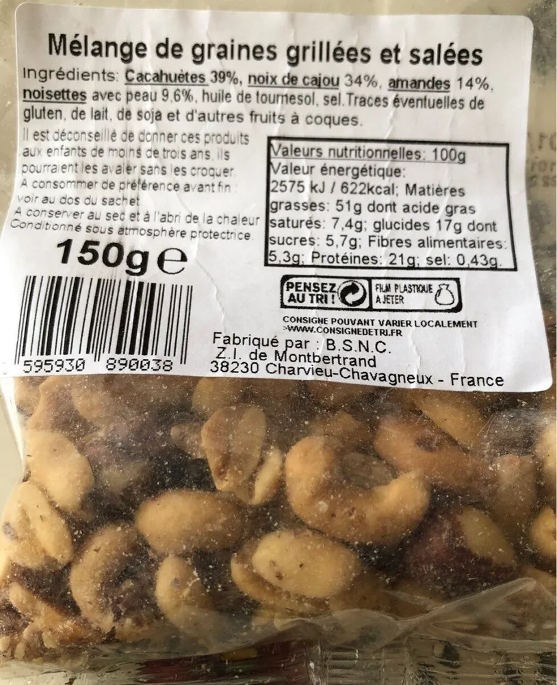 Mélange de graines grillées et salées