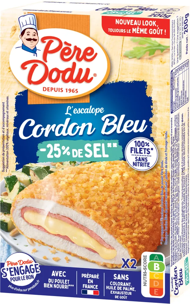 Escalope cordon bleu de poulet -25% de sel