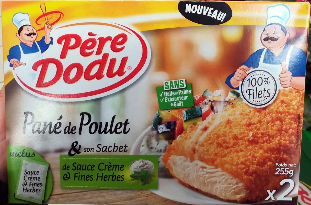 Pané de poulet & son sachet de sauce crème & fines herbes