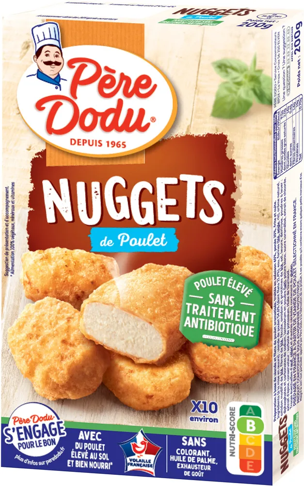 Nuggets de poulet elevé sans traitement antibiotique