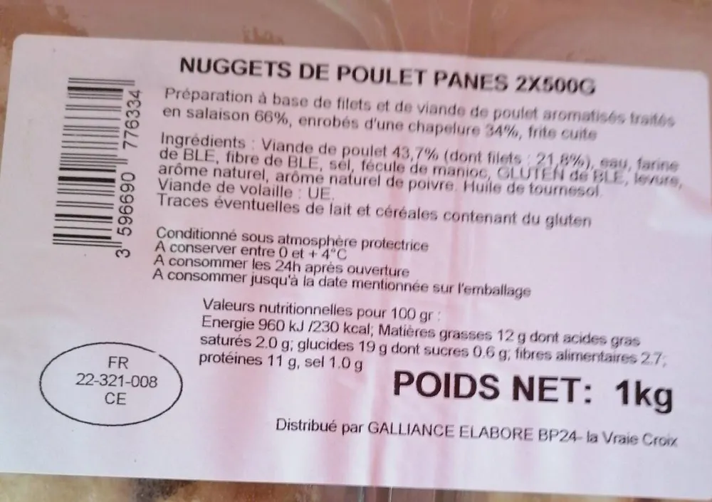 Nuggets de poulets panés