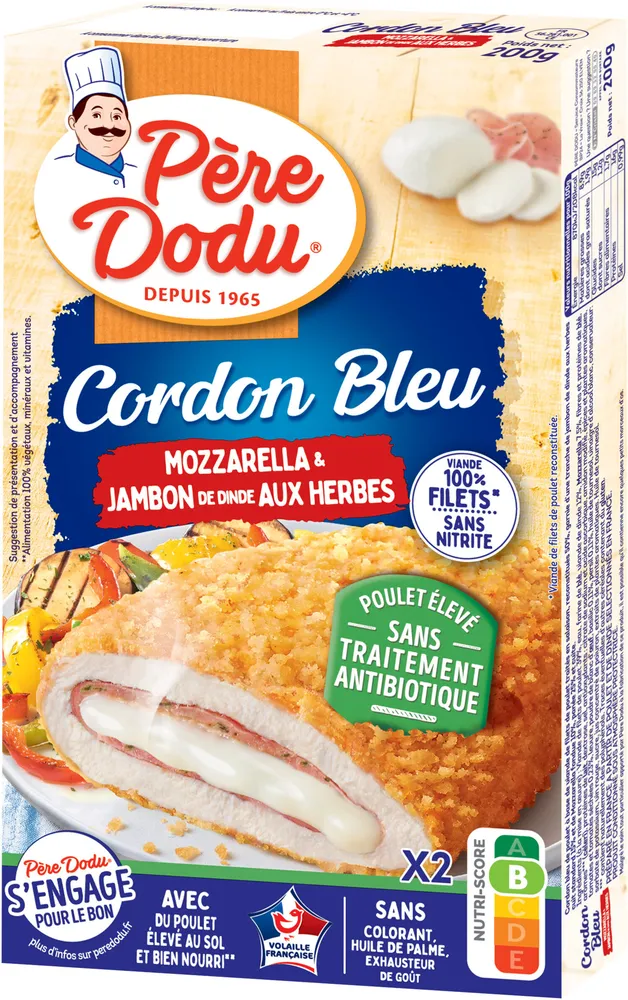 Cordon bleu mozzarella et jambon de dinde aux herbes