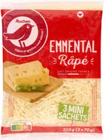 Emmental râpé 3 MINI SACHETS 210g (3x70g)