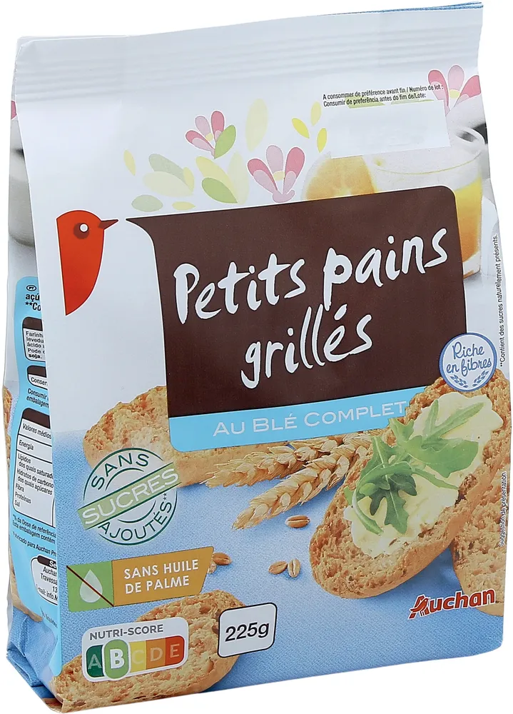 Petits pains grillés au blé complet sans sucres ajoutés****Contient des sucres naturellement présents.