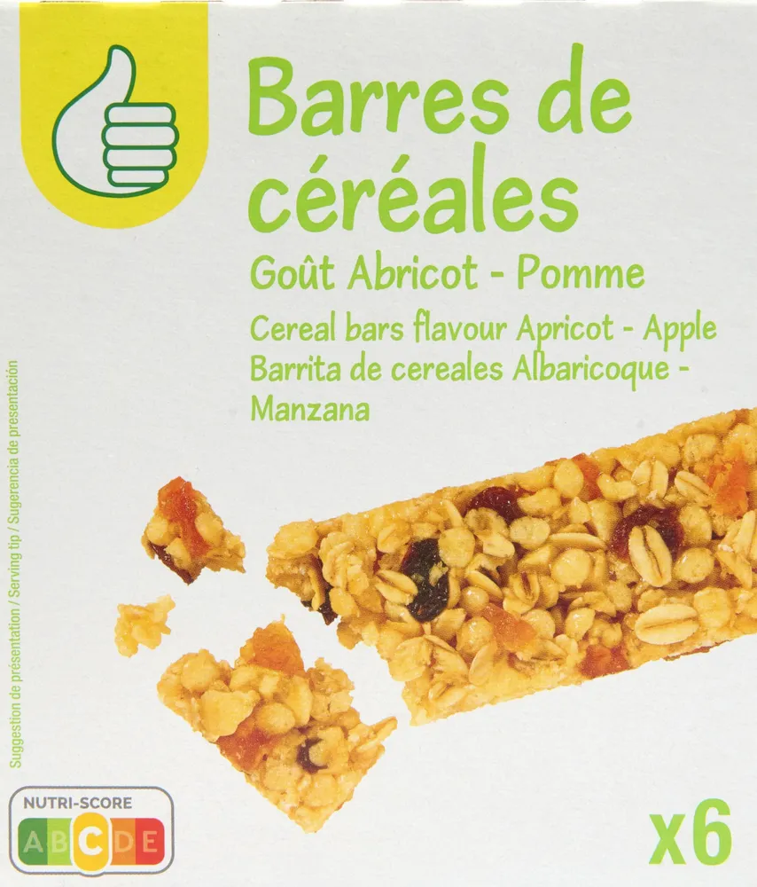 Barres de céréales goût abricot pomme