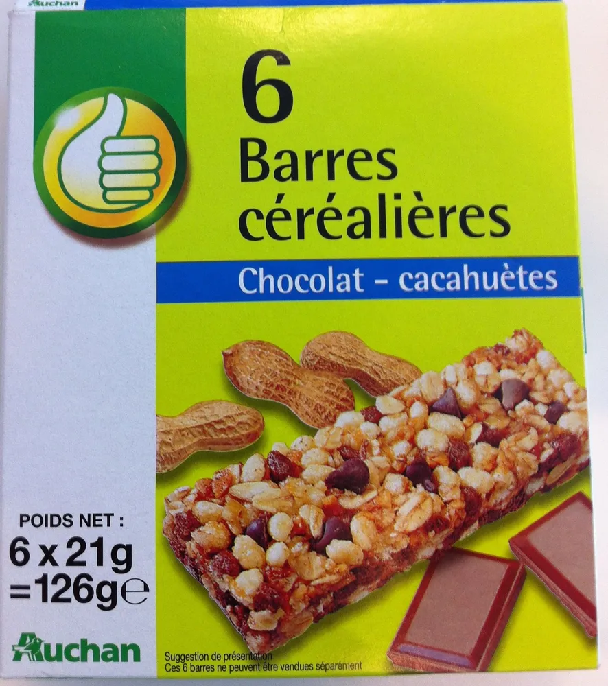 6 Barres Céréalières Chocolat-Cacahuètes