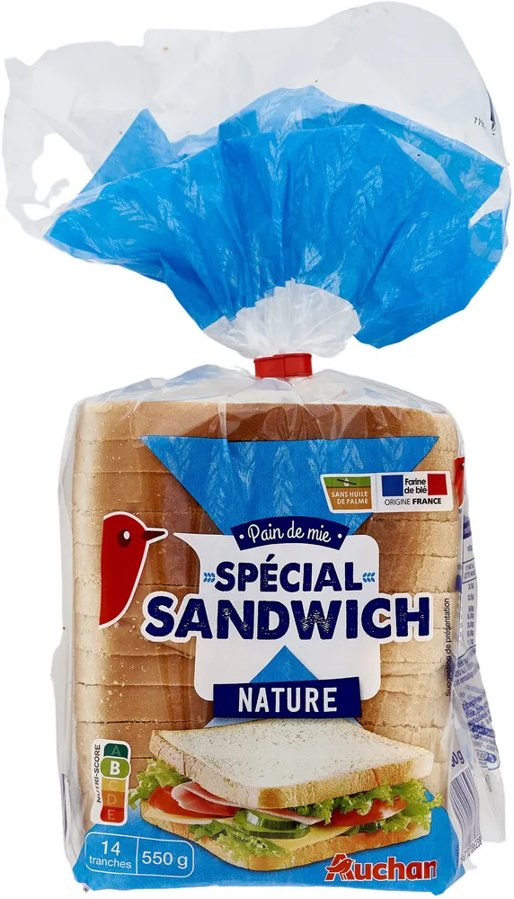 Pain de mie spécial sandwichGrandes Tranches Nature Extra moelleux