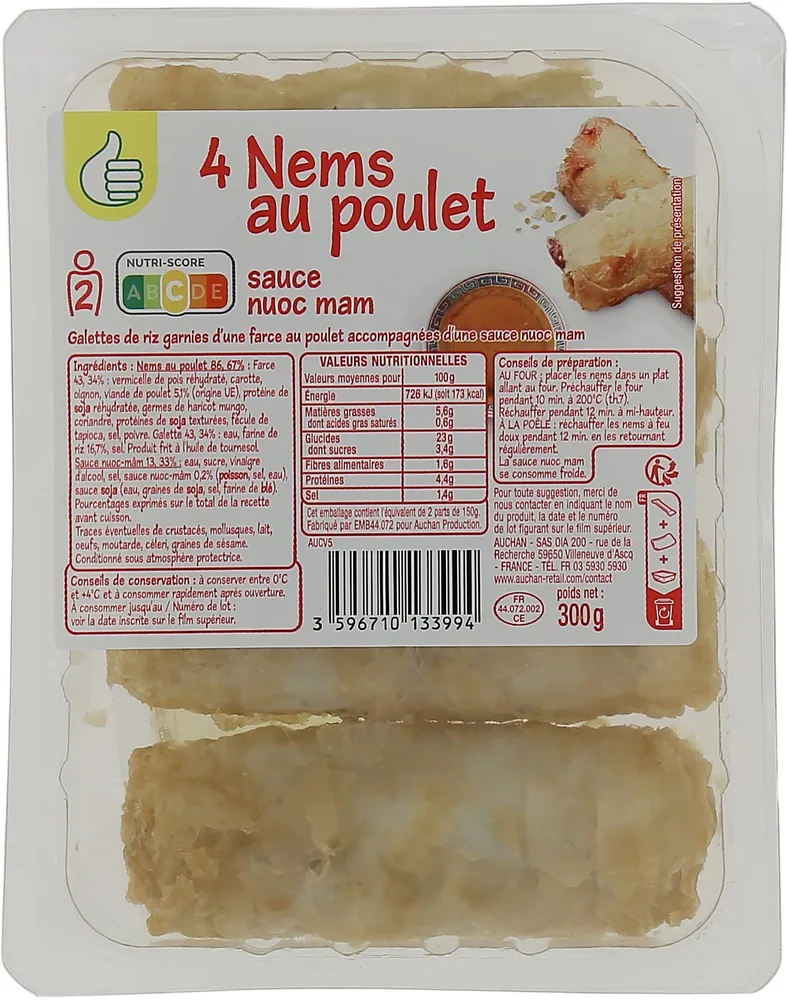 4 nems au poulet sauce nuoc mam