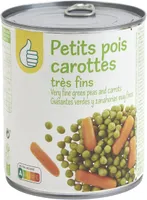 Petits pois très fins et carottes à l'étuvée