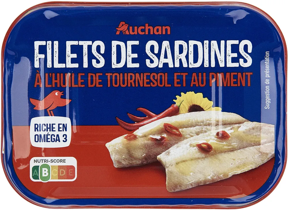 Filets de sardines à l'huile de tournesol et au piment
