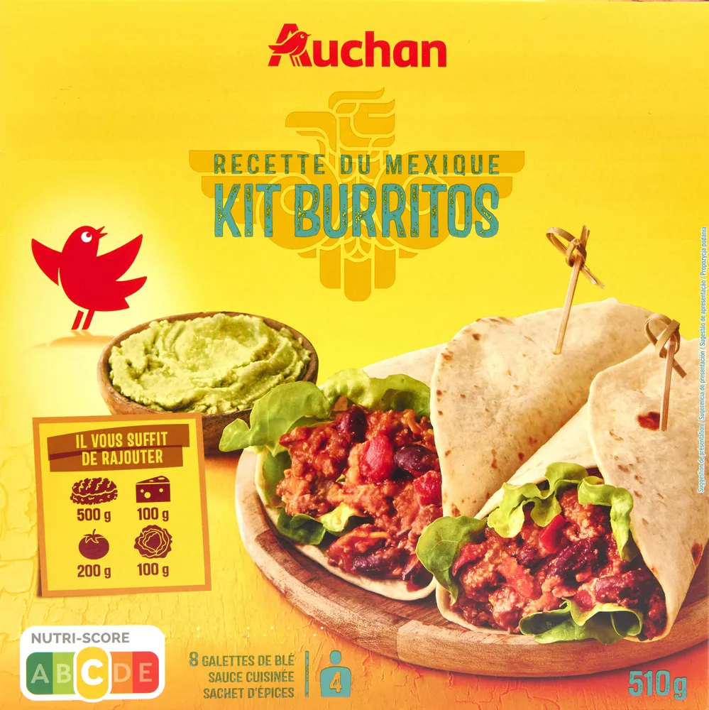 KIT Burritos8 galettes de blé + sauce cuisinée + sachet d'épices