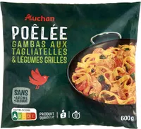Poêlée de gambas aux tagliatelles et légumes grillés