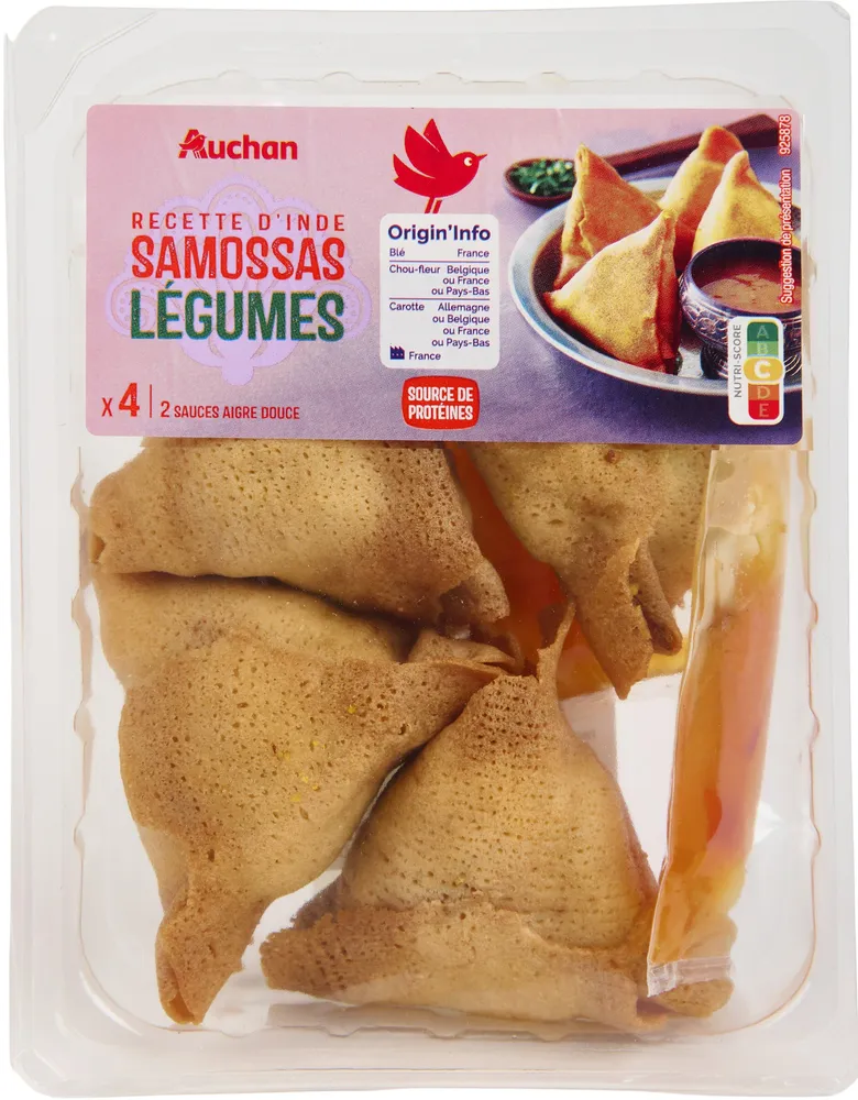 Recette d'indesamossas legumesx4 + 2 sauces