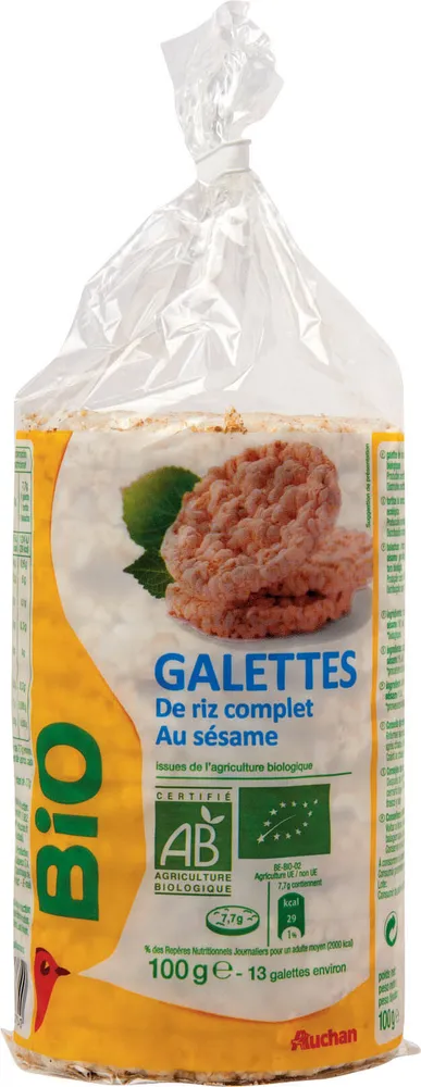 Galettes de riz complet au sésame issues de l'agriculture biologique