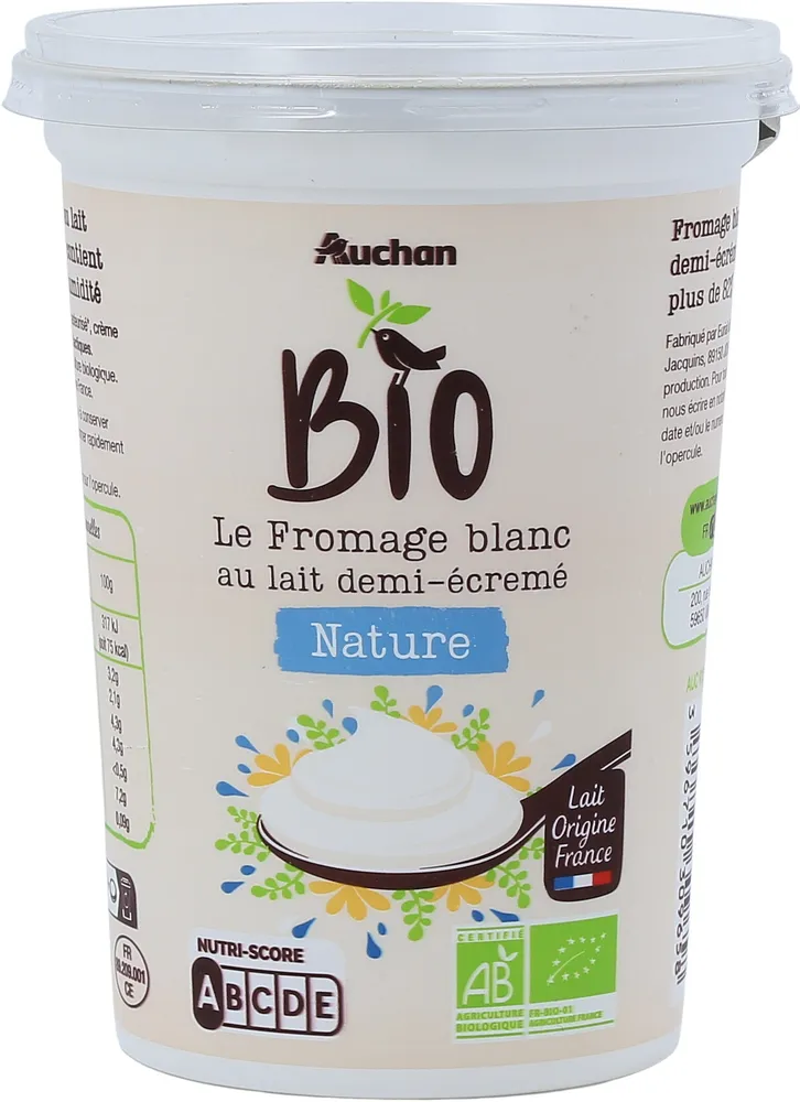 Fromage blanc issu de l'agriculture biologique