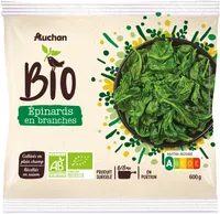 Epinards en branches en portions issus de l'agriculture biologiqueproduit surgelé