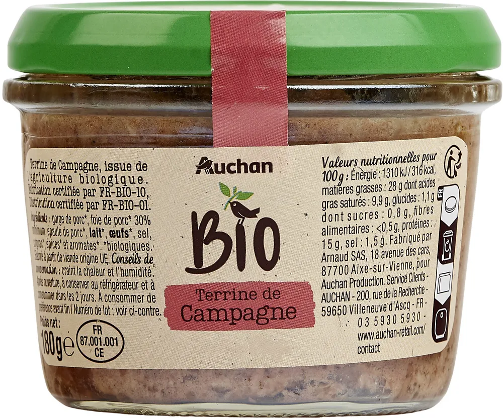 Terrine de Campagne biologique