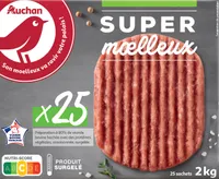 25 Super MoelleuxPréparation à 80% de viande bovine hachée avec protéines végétales, assaisonnée, surgelée