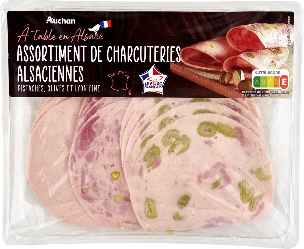 Assortiment de Charcuteries AlsaciennesPistaches, Olives et Lyon fine