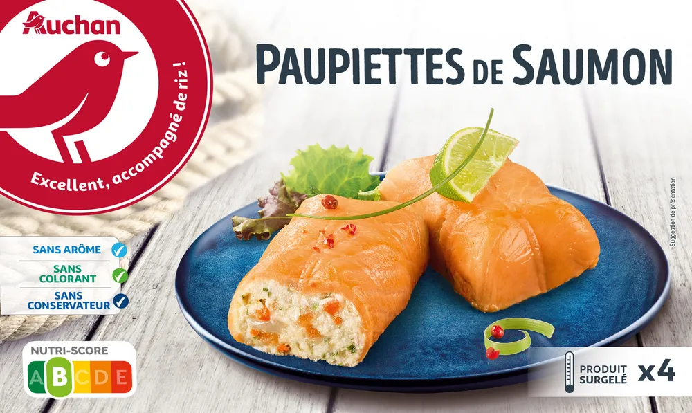 4 Paupiettes de saumon farcies de poissons blancs, de saumon et de noix de saint jacques*