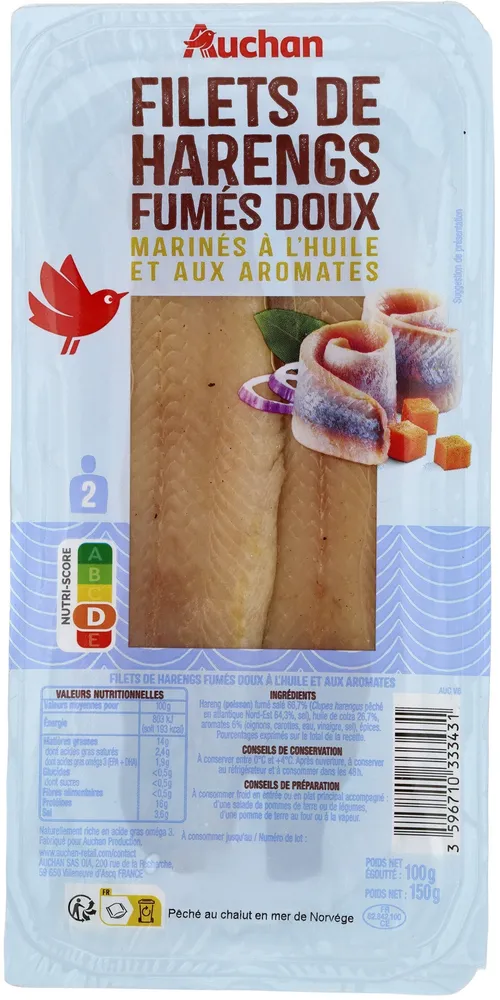 Filets de harengs fumés doux marinés à l'huile et aux aromates
