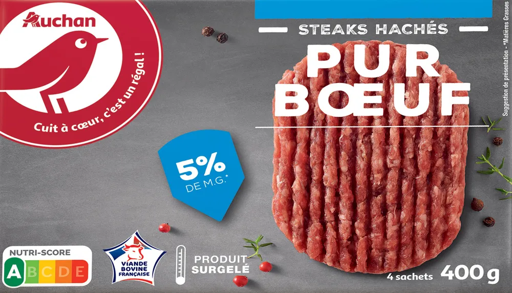 Steaks hachés pur boeuf 5% matières grasses