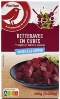 Betteraves en cubes – cuites à la vapeur – épluchées et prêtes à l'emploi