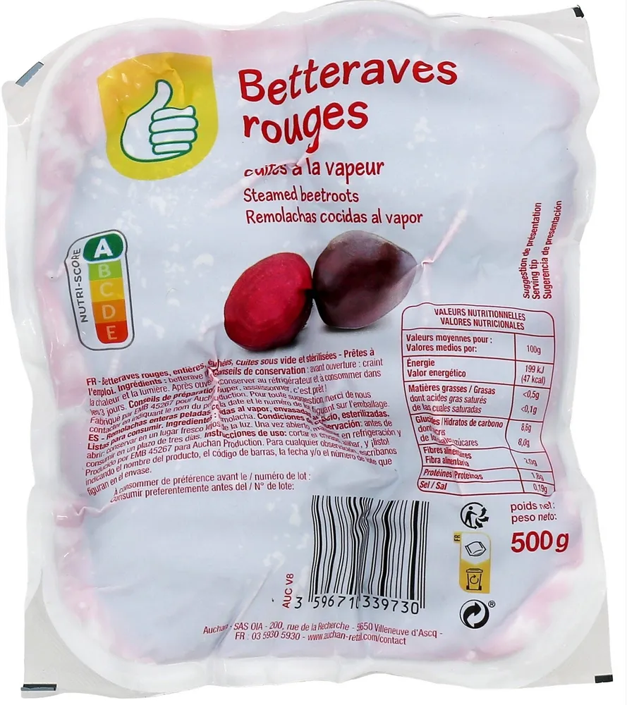 Betteraves Rouges cuites à la vapeur