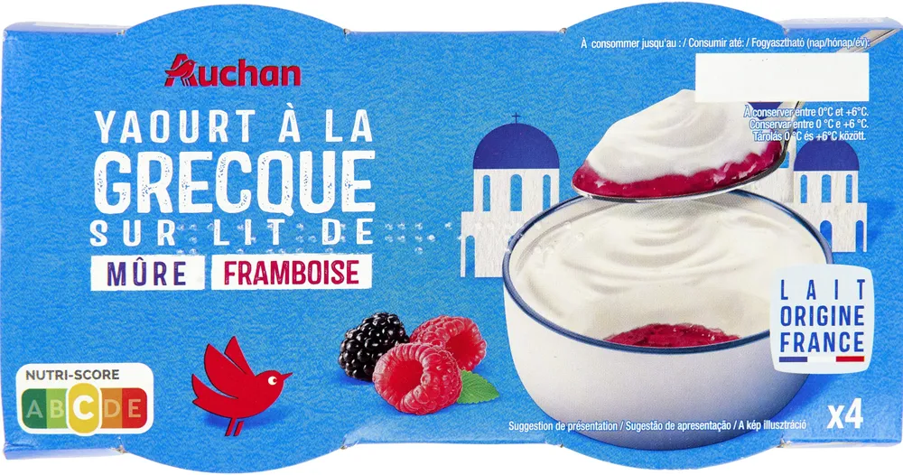 Yaourt à la grecque sur lit de fruitsFramboise - Mûre