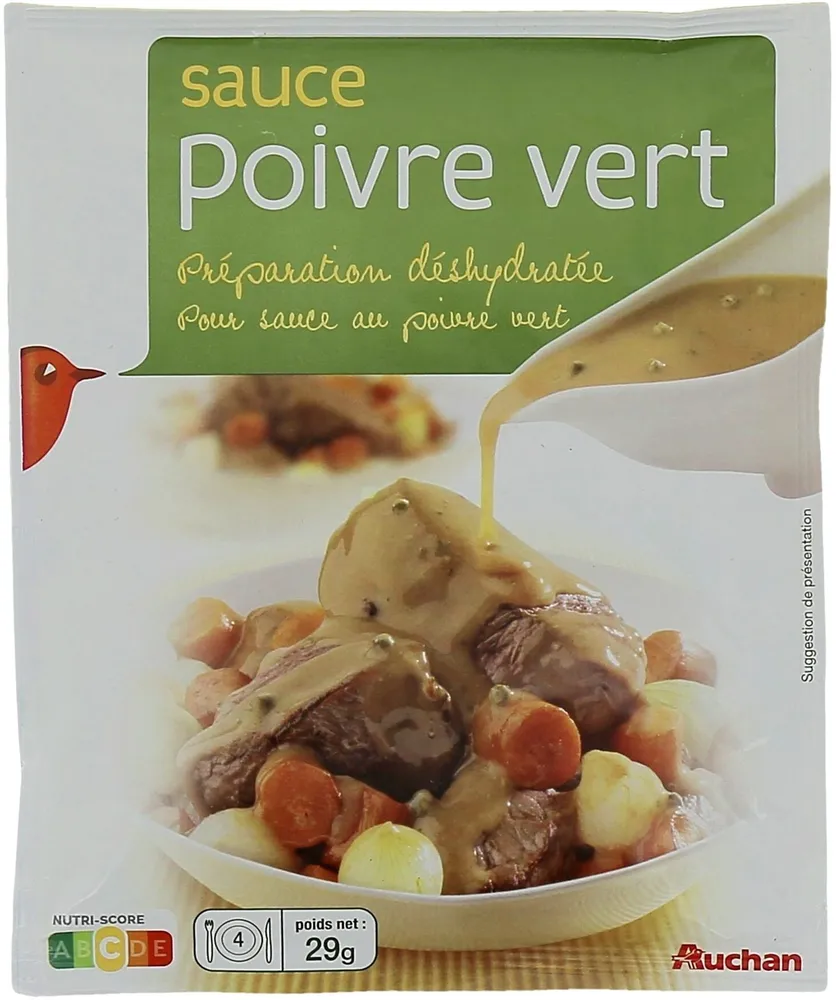 Sauce poivre vert  préparation déshydratée pour sauce au poivre vert