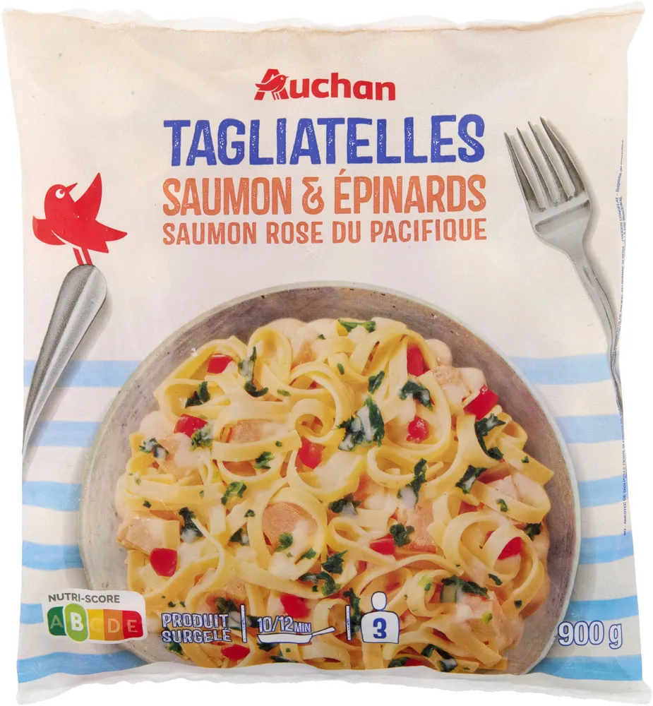 Tagliatelles saumon et épinards saumon rose du Pacifique