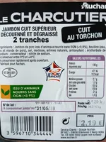 Auchan Jambon Sup.cuit Au Torchon ss Couenne 2 Tranches 120g