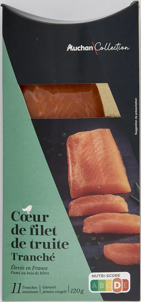 Coeur de filet de truite, tranchéélevé en Francefumé au bois de hêtre