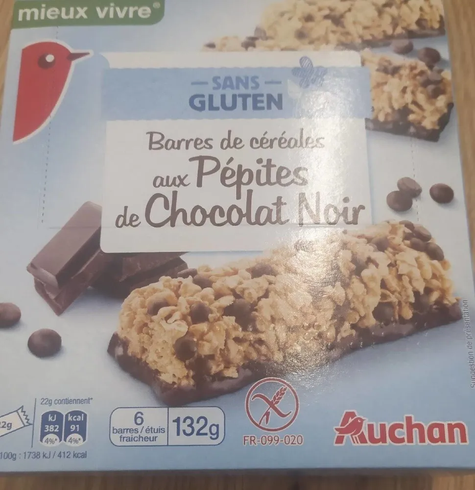 Barres de céréales aux pépites de chocolat noir sans gluten
