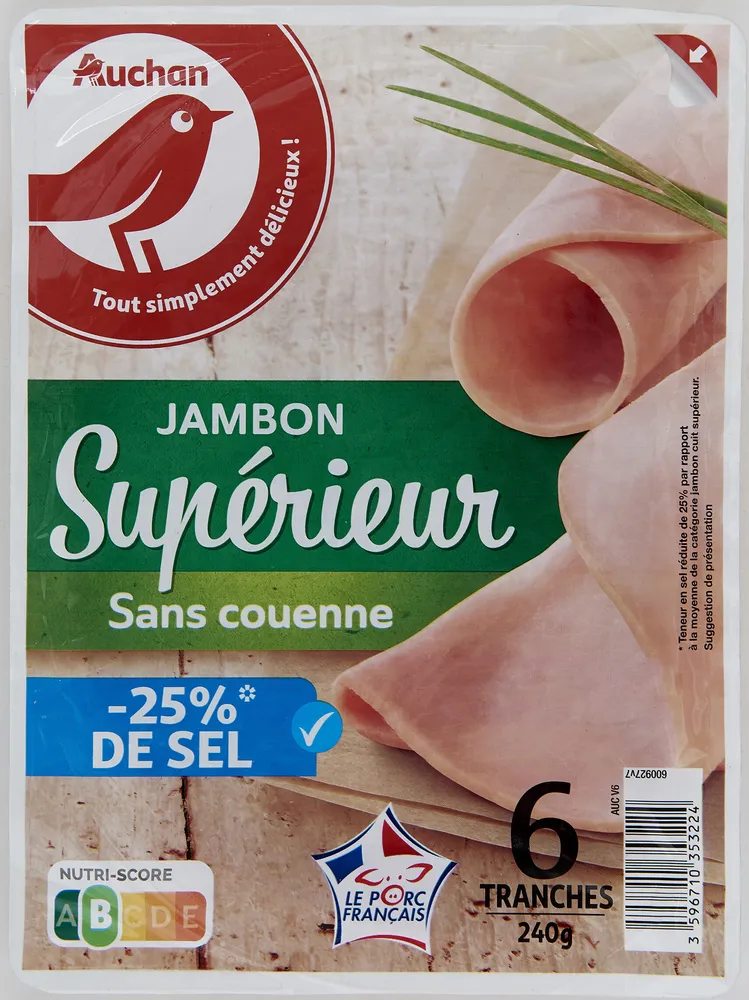 Jambon cuit supérieur -25% de sel*