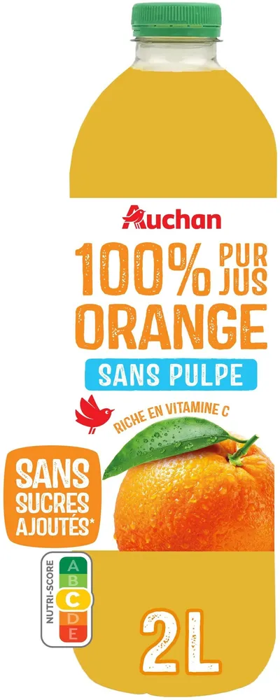 100% Pur JusOrange - sans pulpe. Riche en vitamine C.Sans sucres ajoutés** Comme tous les jus de fruits. Contient les sucres naturellement présents dans les fruits.