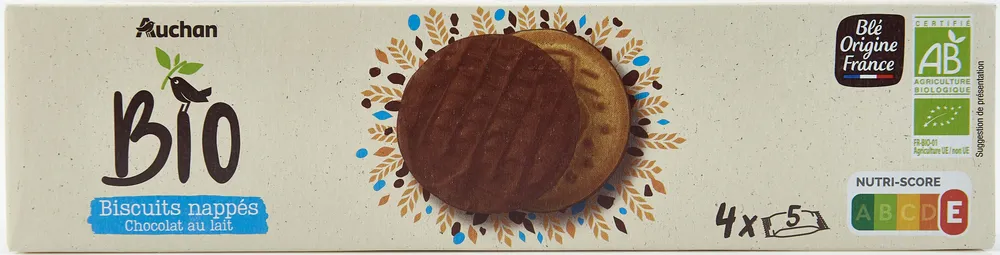 Biscuits nappés chocolat au lait BIO