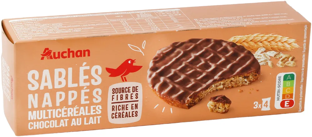 Sablés nappés multicéréales chocolat au lait