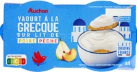 Yaourt à la grecque sur lit de fruitsPêche - Poire