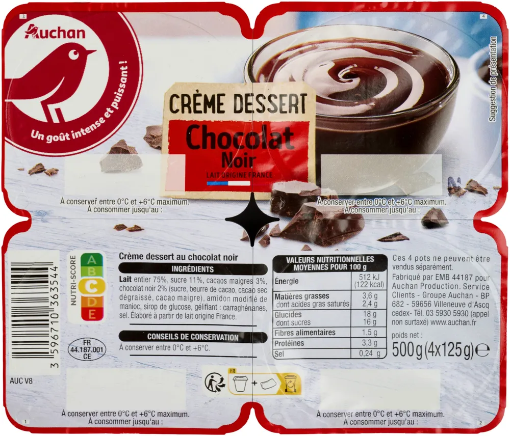 Crème Dessert au Chocolat Noir