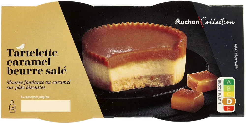 TARTELETTE CARAMEL BEURRE SALEMousse fondante au caramel sur pate biscuitée.