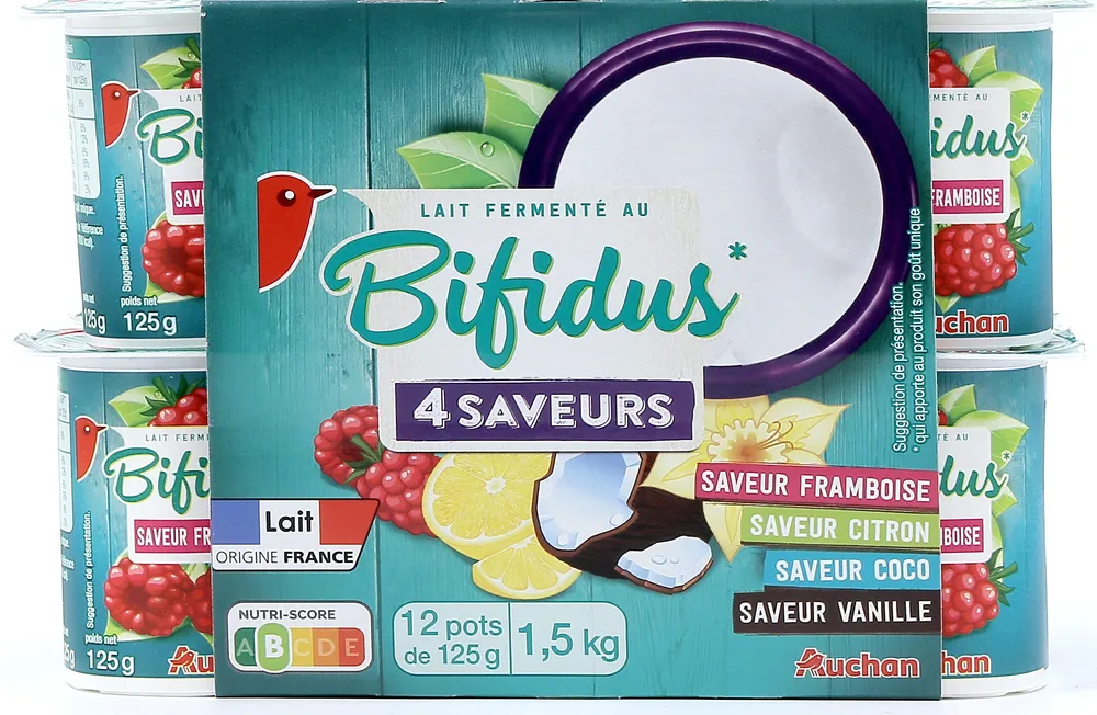 Lait fermenté au BIFIDUS*4 SAVEURSFramboise - Citron - Coco - Vanille*qui apporte au produit son goût unique