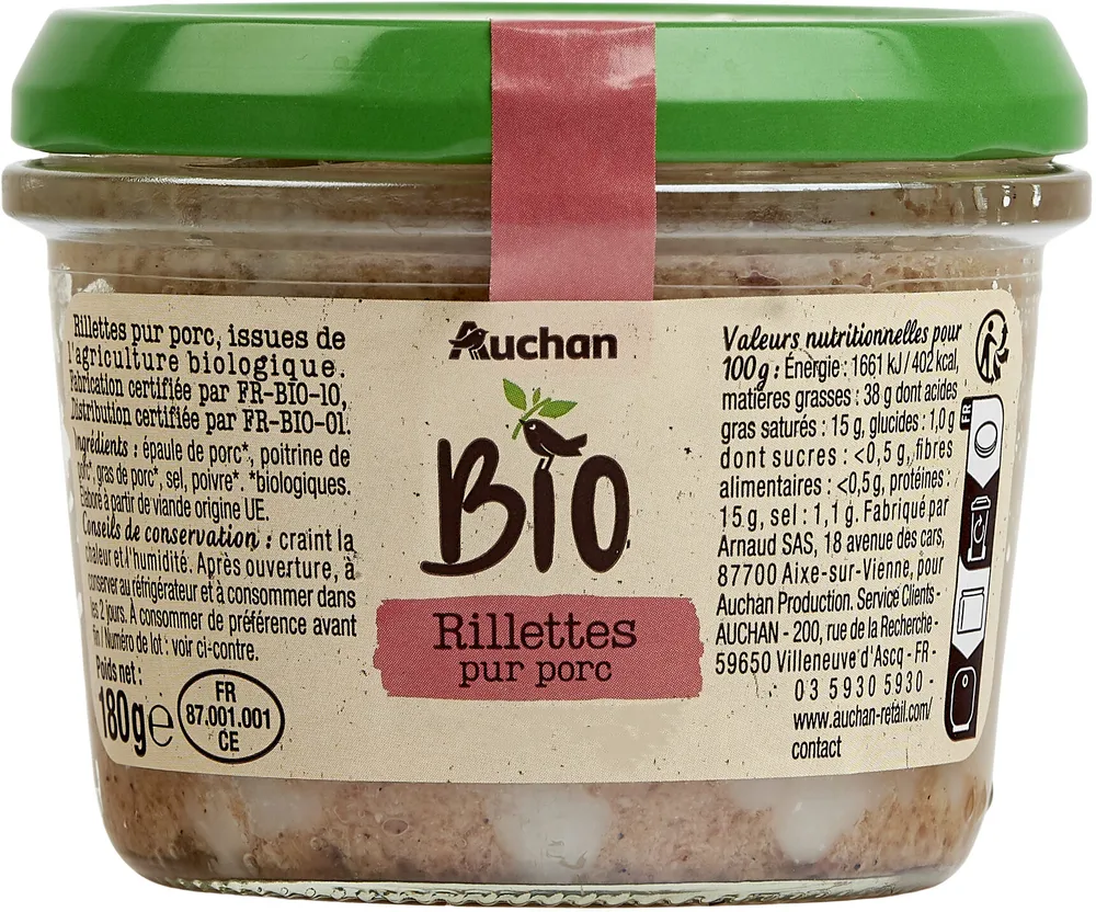Rillettes Pur Porc Biologique