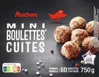 Mini boulettes* cuites* à base de préparation de viande de bœuf et de protéines de soja assaisonnée