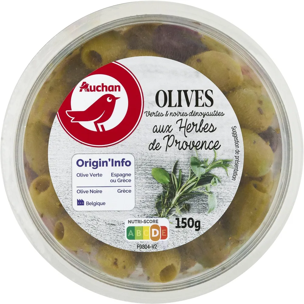 Olives vertes et noires dénoyautées aux herbes de Provence