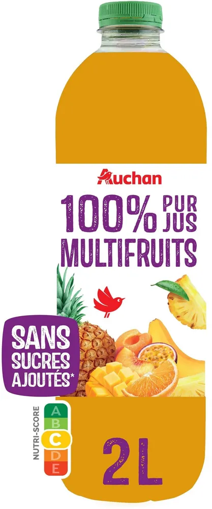 100% Pur Jus - Multifruits Sans sucres ajoutés** Comme tous les jus de fruits. Contient les sucres naturellement présents dans les fruits