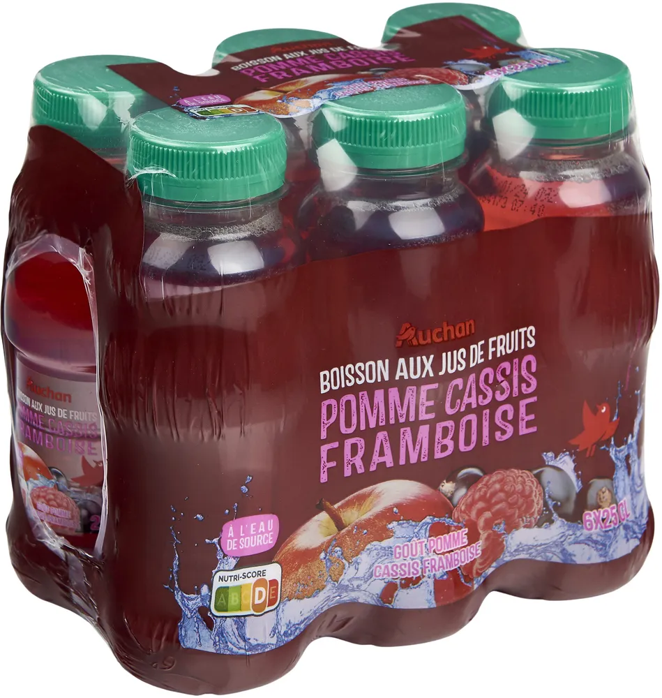 Boisson aux jus de fruits - pomme - cassis - framboise - à l'eau de source