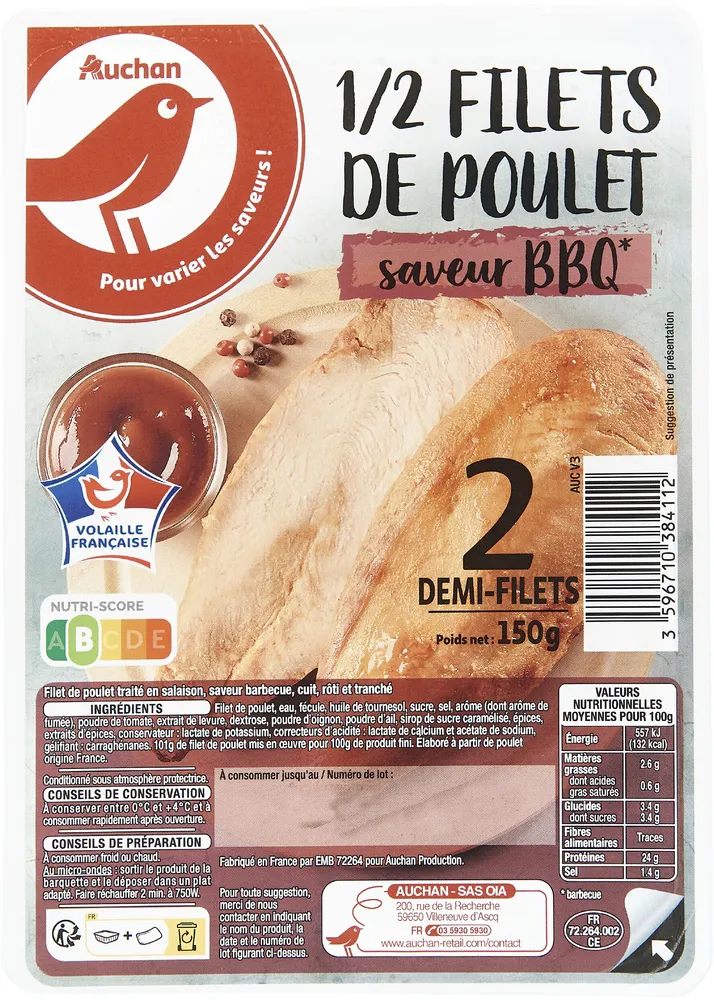 1/2 Filet de poulet saveur BBQ**barbecue