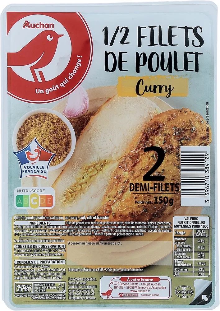 1/2 filet de poulet rôti curry