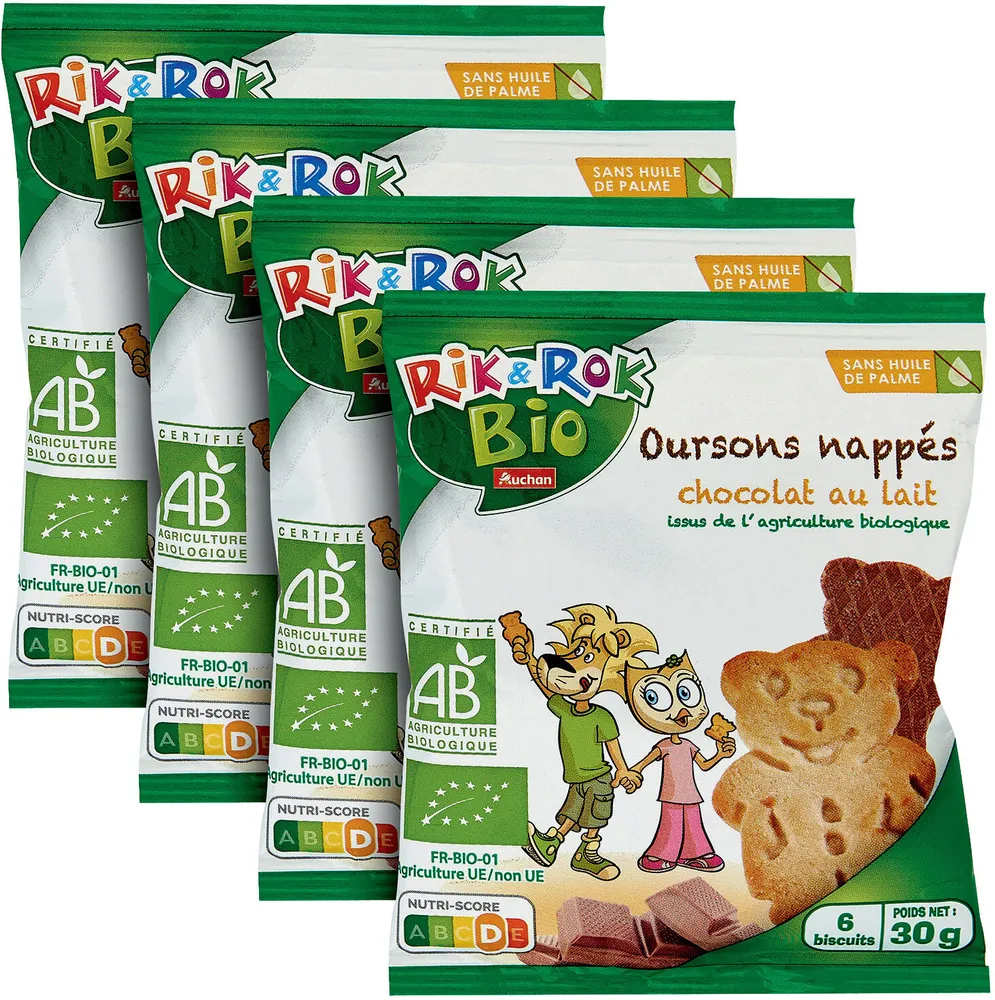 Oursons nappés chocolat au lait issus de l'agriculture biologique